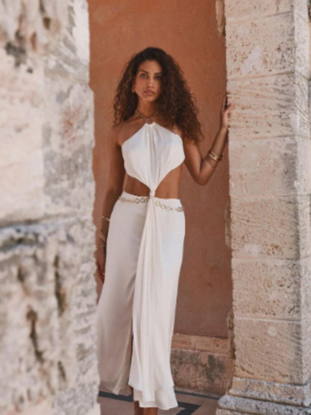 NWT 12th Tribe Gala Ivory Cutout Maxi Dress Small